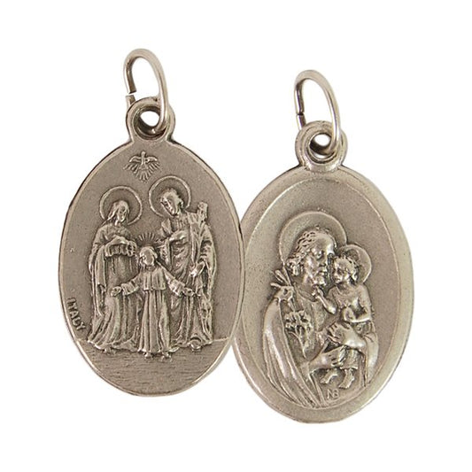 ''St. Joseph & Holy Family'' Oxidized Medal