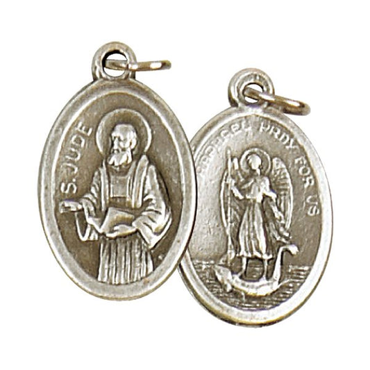 ''St. Jude & St. Raphael'' Oxidized Medal