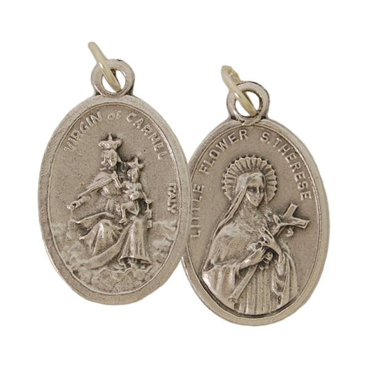 ''St. Theresa & Mount Carmel'' Oxidized Medal