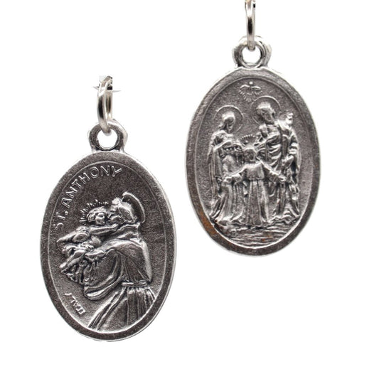 ''St. Antony & Holy Family'' Oxidized Medal