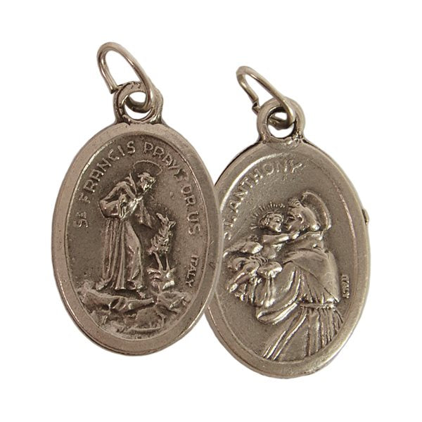 ''St. Anthony & St. Francis'' Oxidized Medal