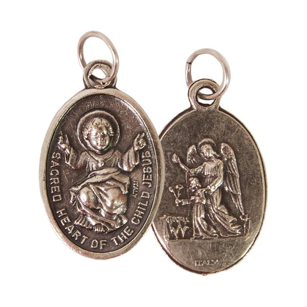 ''Sacred Heart of the Child Jesus & Guardian Angel'' Oxidized Medal