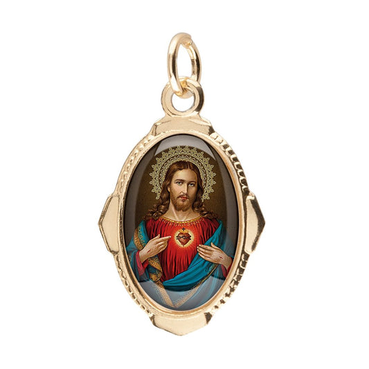 Aluminium / resin Medal 1'', Sacred Heart Jesus