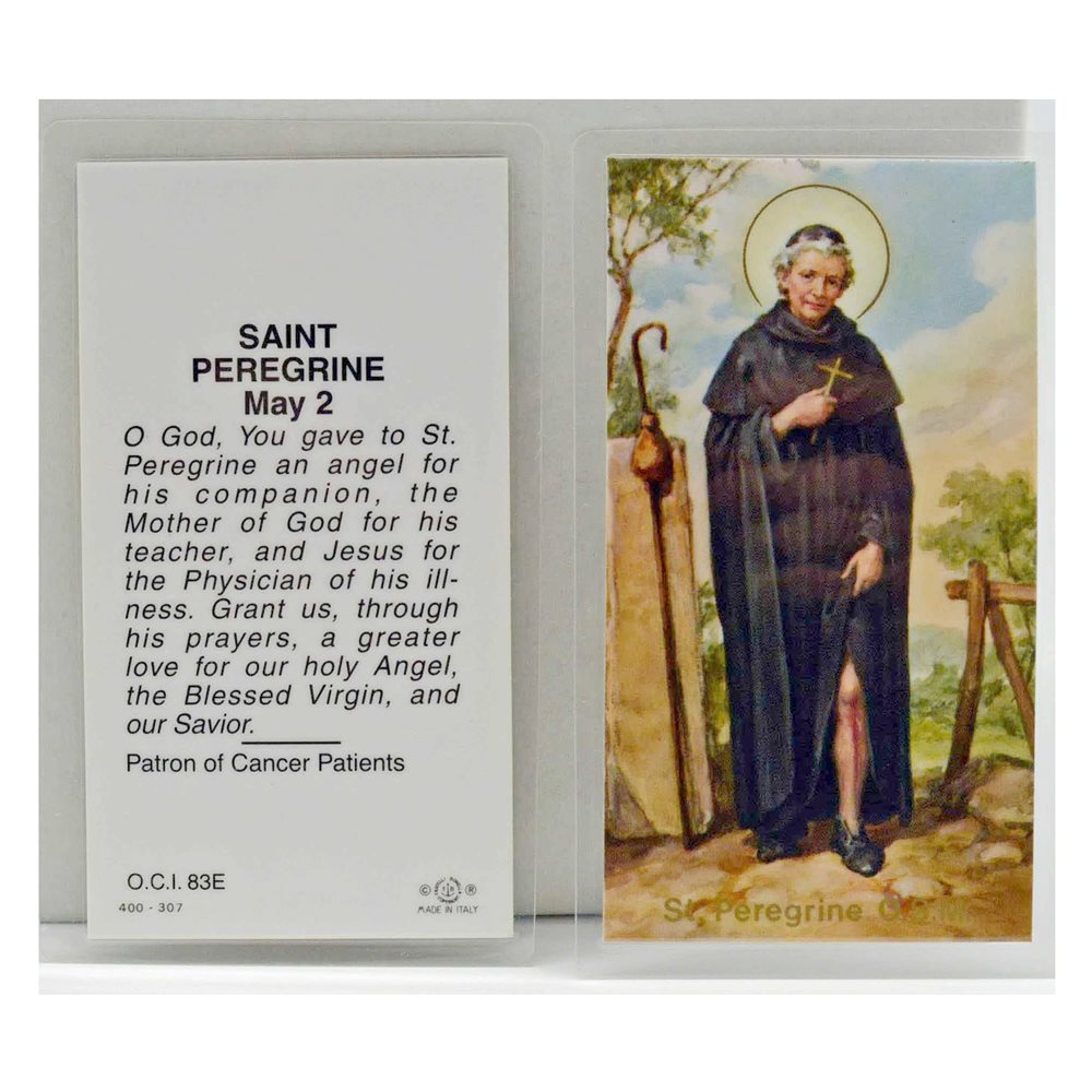 Laminated St. Peregrine prayer card – Catholic Corner