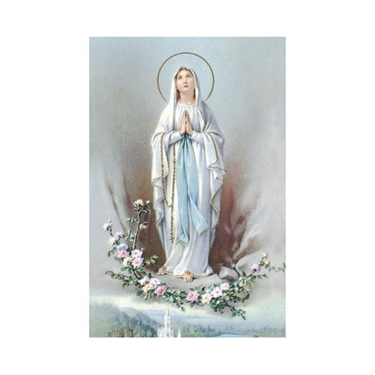 Our Lady of Lourdes laminated prayer card