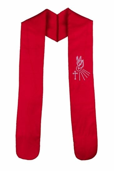 Descending Dove fabric confirmation stole.(Child) Red