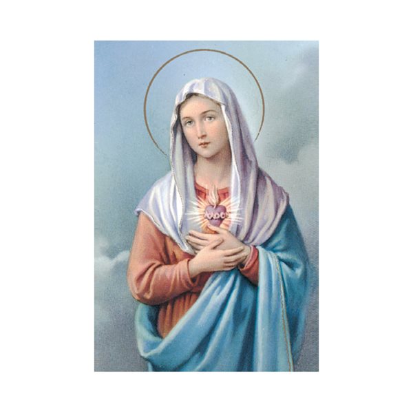 Sacred Heart of Mary laminated prayer card