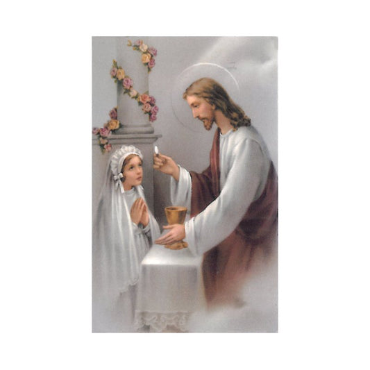 Communion laminated prayer card for Girl