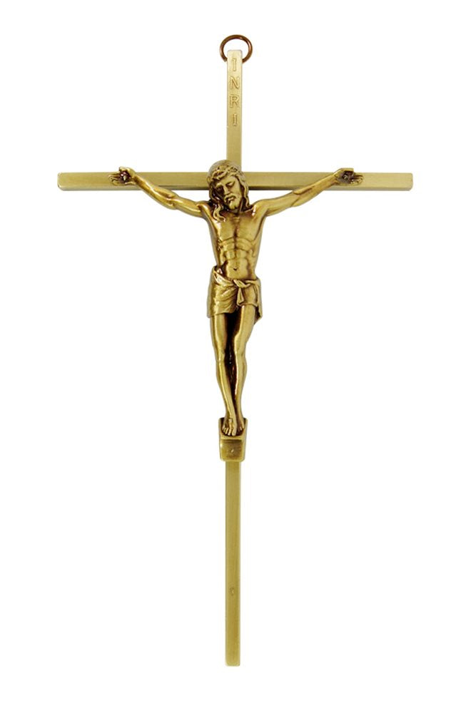 8" Vintage Bronze Plated Metal Crucifix