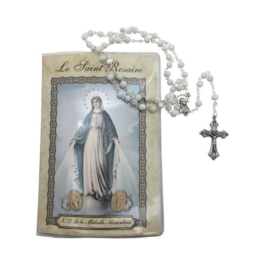 St-Rosaire Book, White Rosary, 3¾ x 5½'', French