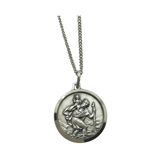 Boxed "St. Christopher" Silver Medal w / Chain, 18"