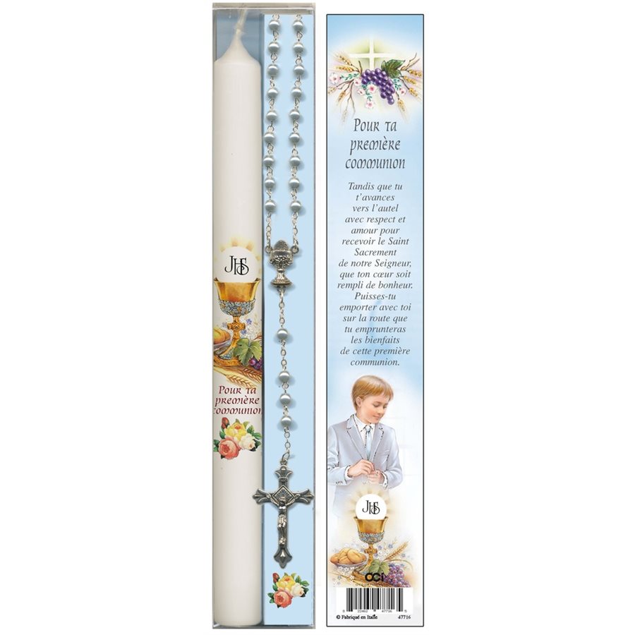 First Communion, rosary and Candle Gift Set, Boy, F