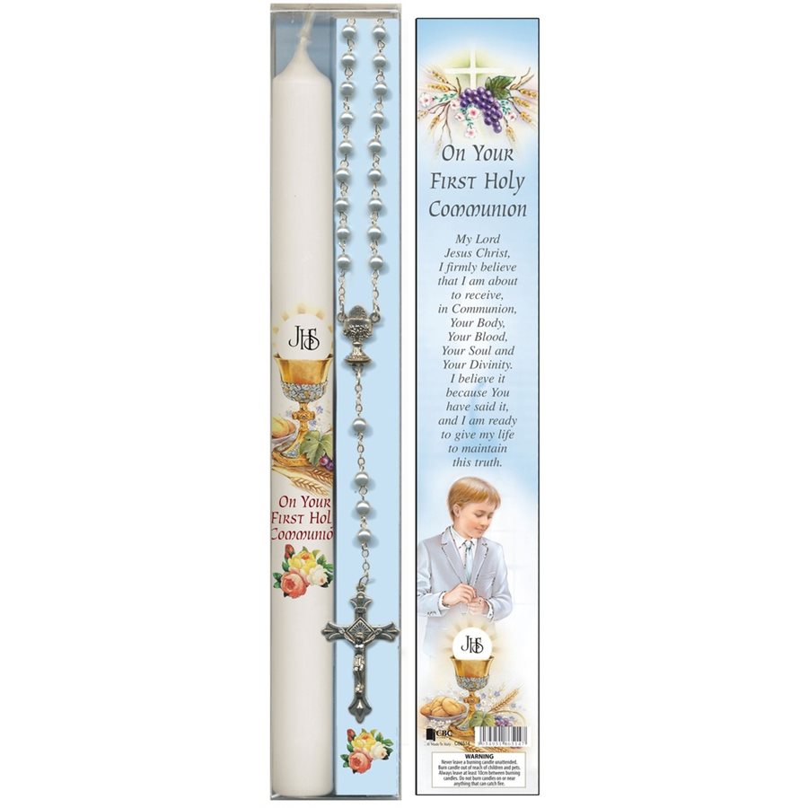 First Communion, rosary and Candle Gift Set, Boy, E